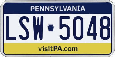 PA license plate LSW5048