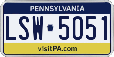 PA license plate LSW5051