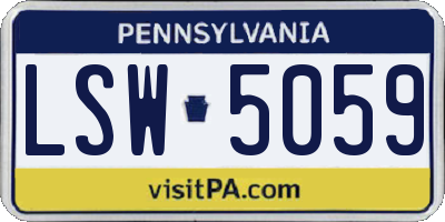 PA license plate LSW5059