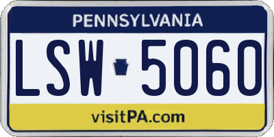 PA license plate LSW5060