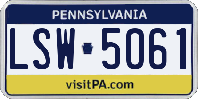 PA license plate LSW5061