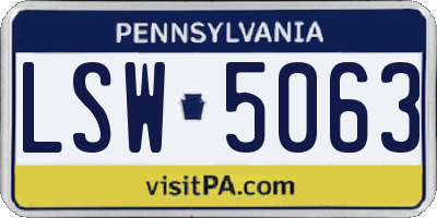 PA license plate LSW5063