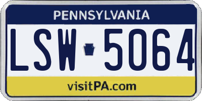 PA license plate LSW5064