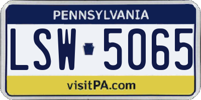 PA license plate LSW5065