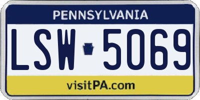 PA license plate LSW5069