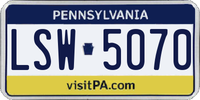 PA license plate LSW5070