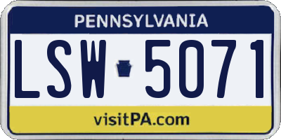 PA license plate LSW5071