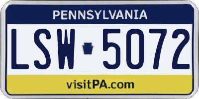 PA license plate LSW5072
