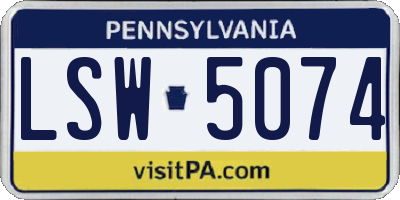 PA license plate LSW5074
