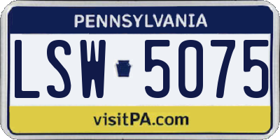 PA license plate LSW5075