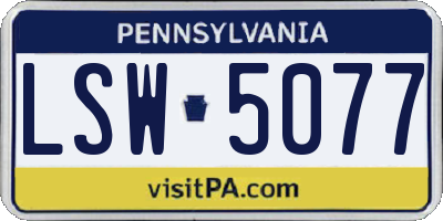 PA license plate LSW5077