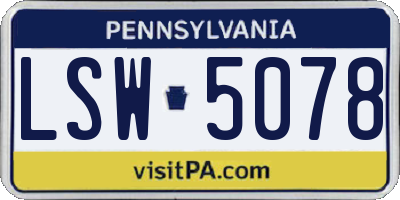 PA license plate LSW5078
