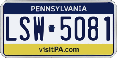 PA license plate LSW5081