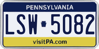 PA license plate LSW5082