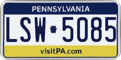 PA license plate LSW5085