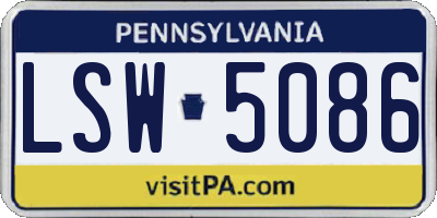 PA license plate LSW5086