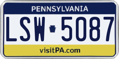 PA license plate LSW5087