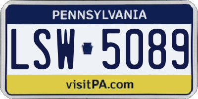 PA license plate LSW5089