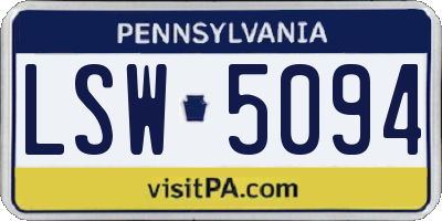 PA license plate LSW5094