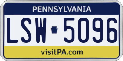PA license plate LSW5096