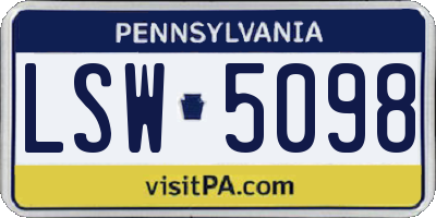 PA license plate LSW5098