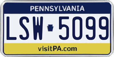PA license plate LSW5099