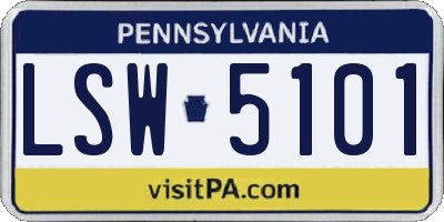 PA license plate LSW5101