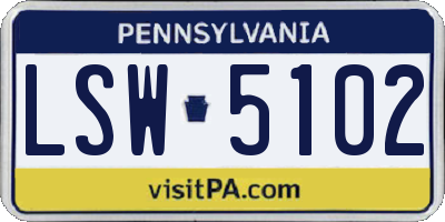 PA license plate LSW5102