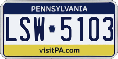PA license plate LSW5103