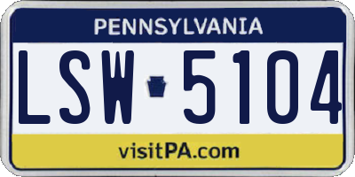 PA license plate LSW5104