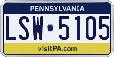 PA license plate LSW5105