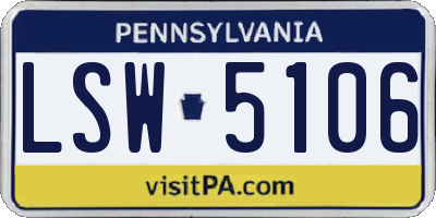 PA license plate LSW5106