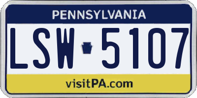 PA license plate LSW5107