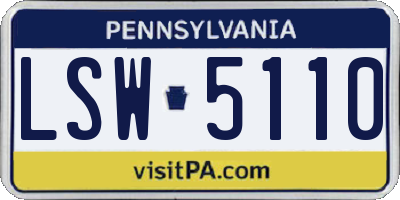 PA license plate LSW5110