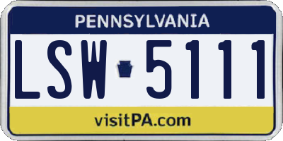 PA license plate LSW5111