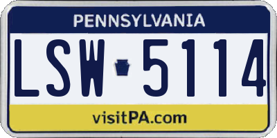 PA license plate LSW5114