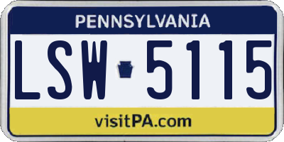PA license plate LSW5115