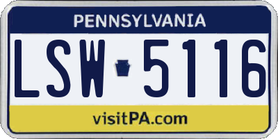 PA license plate LSW5116