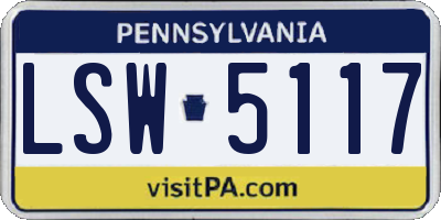 PA license plate LSW5117