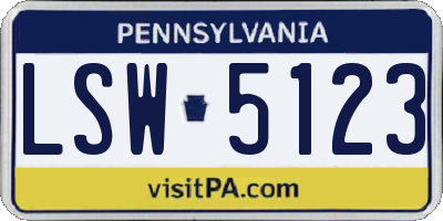 PA license plate LSW5123