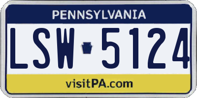 PA license plate LSW5124