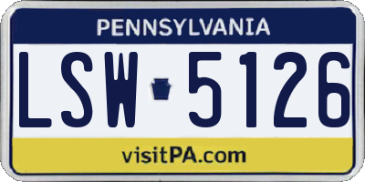 PA license plate LSW5126