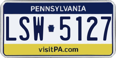 PA license plate LSW5127
