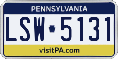 PA license plate LSW5131