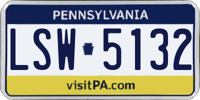 PA license plate LSW5132