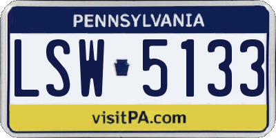 PA license plate LSW5133