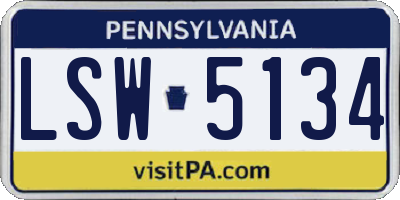 PA license plate LSW5134