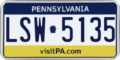 PA license plate LSW5135