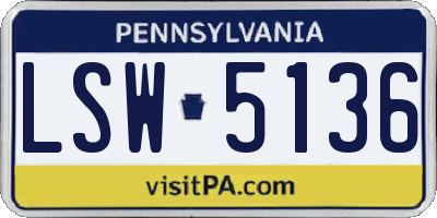 PA license plate LSW5136