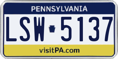 PA license plate LSW5137